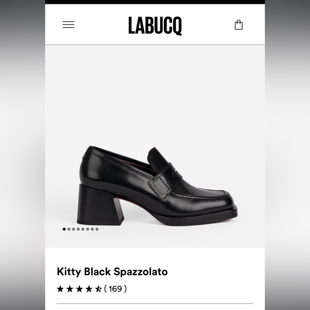 Labucq Kitty Loafer Oxford Block Heel Black Spazzolato EUC